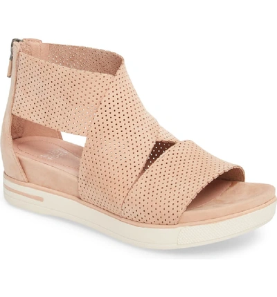 Eileen Fisher Women's Perforated Crisscross Platform Sandals In Toffee/ Cream Nubuck