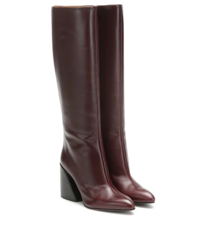 Chloé 70 Burgundy Leather Knee Boots In Purple