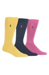Polo Ralph Lauren Super Soft Flat Knit Socks - Pack Of 3 In Light Yellow
