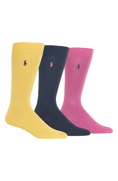 Polo Ralph Lauren Super Soft Flat Knit Socks - Pack Of 3 In Light Yellow
