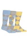 Polo Ralph Lauren Argyle Socks, Pack Of 3 In Light Blue