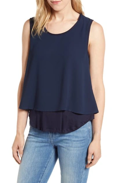 B Collection By Bobeau Sydney Double Layer Tank In Navy