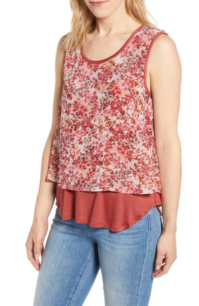 B Collection By Bobeau Sydney Double Layer Tank In Tropical Ditsy