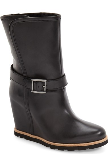 Ugg 'ellecia' Wedge Boot (women) In Black Leather | ModeSens
