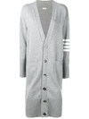 Thom Browne 4-bar Stripe Long Cardigan In Grey