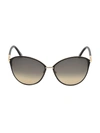 Tom Ford Penelope 59mm Polarized Lens Oversize Round Sunglasses In Black