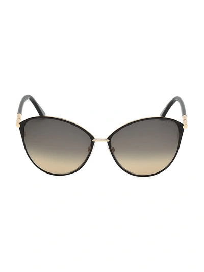 Tom Ford Penelope 59mm Polarized Lens Oversize Round Sunglasses In Black