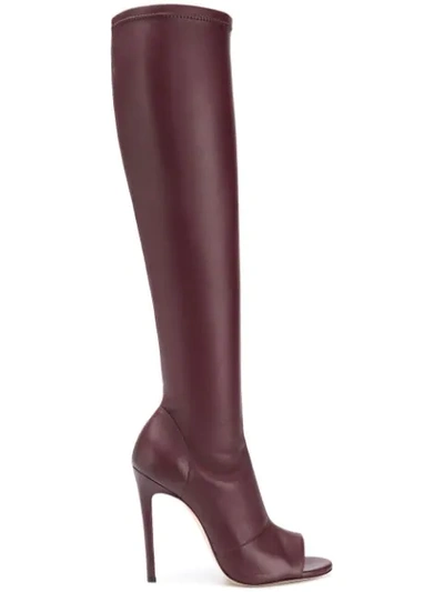 Victoria Beckham Opaz Thigh High Boots In Burgundy