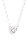 Melinda Maria Heart Pendant Necklace In Silver/ White Cz
