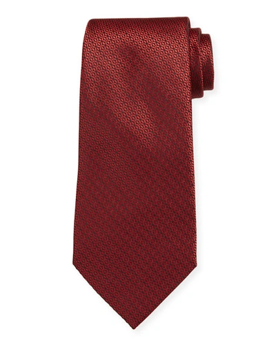 Ermenegildo Zegna Tonal Circles Silk Tie, Red