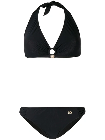 Dolce & Gabbana Halterneck Bikini Set In Black