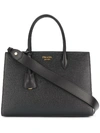 Prada Galleria Mini Textured-leather Tote In Black