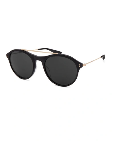 Barton Perreira Men's Vanguard Round Stud Sunglasses In Black