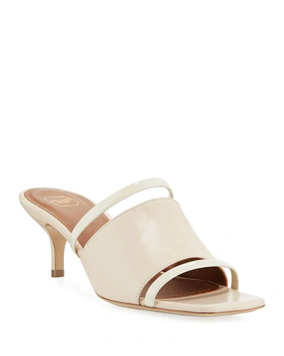 Malone Souliers Laney Banded Leather Kitten-heel Slide Sandals In Beige