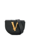 Versace Smooth Leather Belt Bag In Black