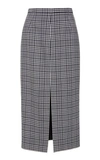 Michael Kors Glen Plaid Wool Slit-front Pencil Skirt In Black