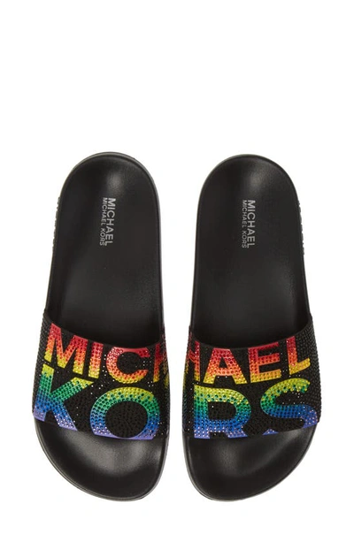 Michael Michael Kors Women's Gilmore Crystal-embellished Slide Sandals In Black Multi