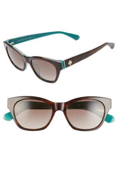 Kate Spade Jerris Rectangle Acetate Sunglasses In Havana Blue/brown Gradient