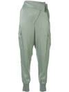3.1 Phillip Lim / フィリップ リム Belted Foldover Waist Satin Cargo Jogging Pants In Green