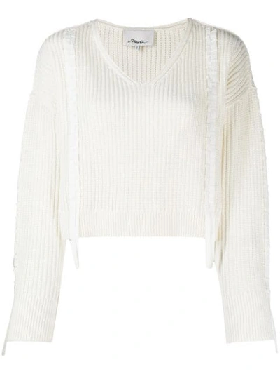 3.1 Phillip Lim / フィリップ リム Ribbon Trim Cotton-wool Cropped Sweater In Ivory