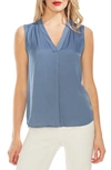 Vince Camuto Sleeveless V-neck Top In Dusty Blue