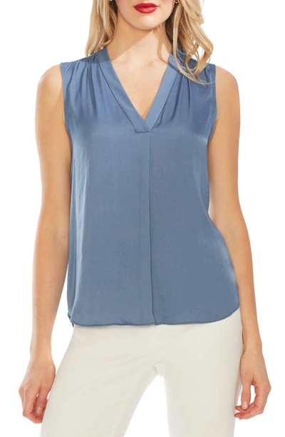 Vince Camuto Sleeveless V-neck Top In Dusty Blue