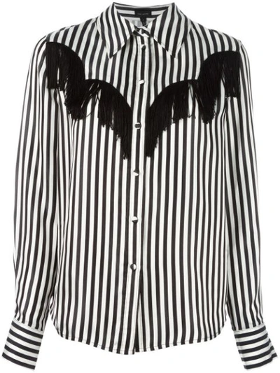 Marc Jacobs Striped Shirt With Fringing In White Black