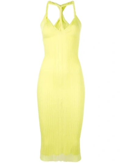 Dion Lee Sheer Knit Midi Tank Dress In Yellow