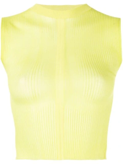Dion Lee Cropped Ribbed Knit Top In Yellow