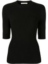 Dion Lee Ribbed Knit Top In Black