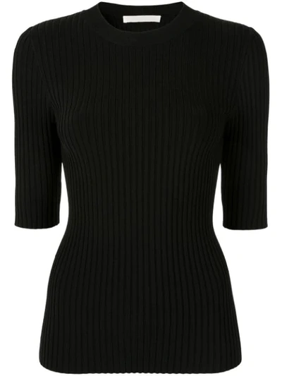 Dion Lee Ribbed Knit Top In Black