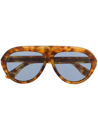 Gucci Aviator Frame Sunglasses In Brown