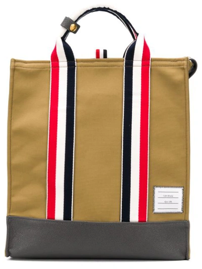 Thom Browne Shopper Mit Webstreifen In Neutrals