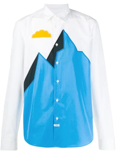 Kenzo Slim Embroidered Long Sleeve Button Down Shirt In White