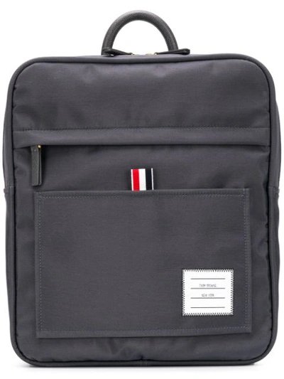Thom Browne Zip-top Logo-patch Book Bag In Grey