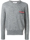 Thom Browne Relaxed Rwb Intarsia Stripe Pullover In Grey