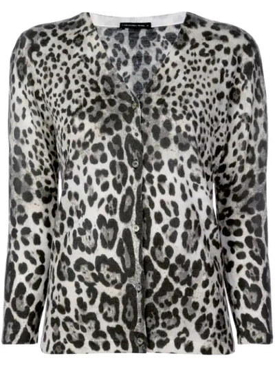 Samantha Sung Charlotte Leopard Print Cardigan In Grey