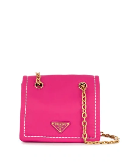 Prada Contrast Stitching Nylon Mini Bag In Pink