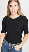 Reformation Janine Ribbed Top In Black