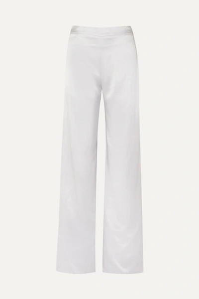 Brandon Maxwell Metallic Silk-charmeuse Wide-leg Pants In Silver
