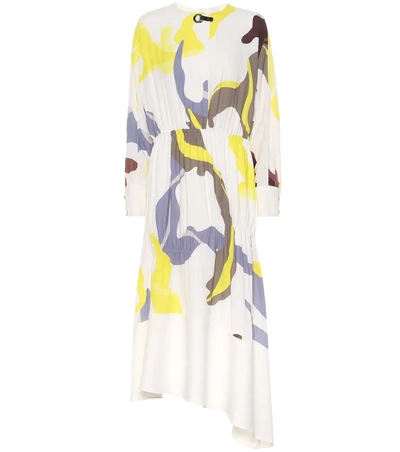 Tibi Ant Farm Print Long Sleeve Midi Dress In Multicolour