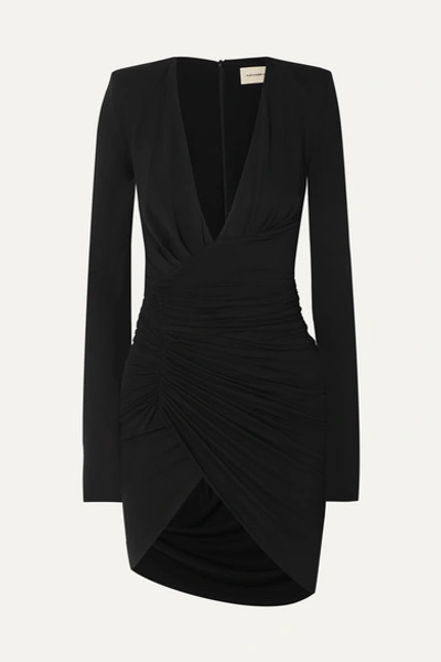 Alexandre Vauthier Ruched Draped Stretch-jersey Mini Dress In Black