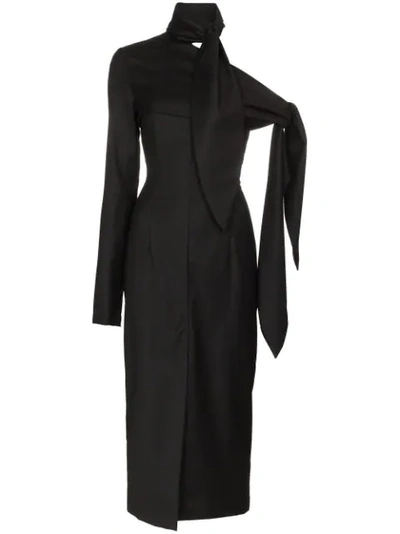 Materiel Matriel Fitted One Shoulder Turtleneck Dress In Black | ModeSens