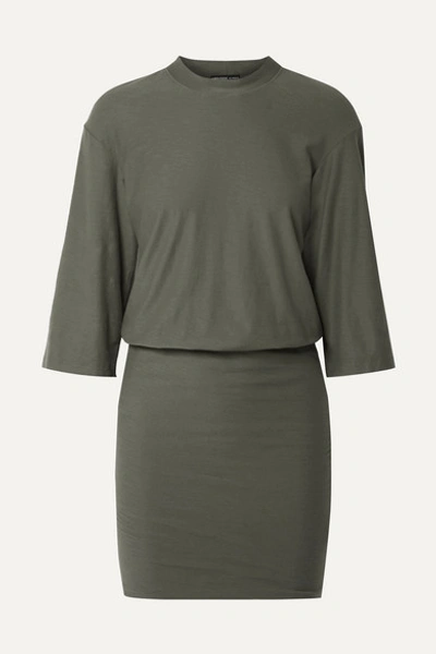 James Perse Stretch-cotton Jersey Mini Dress In Army Green