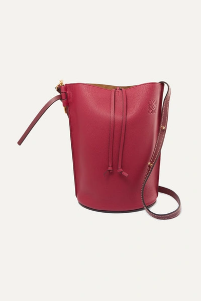 Loewe Gate Textured-leather Bucket Bag In Burgundy