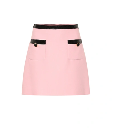 Miu Miu Sequined Velvet-trimmed Cady Mini Skirt In Pink