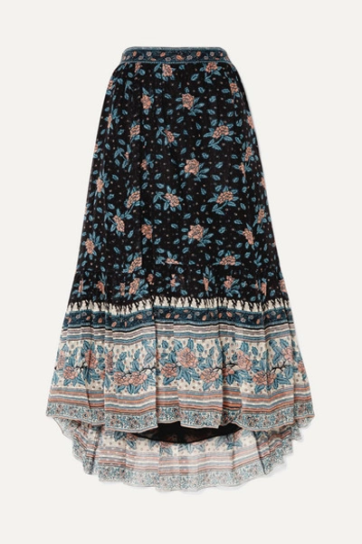 Ulla Johnson Marina Floral-print Fil Coupé Silk-blend Chiffon Midi Skirt In Navy