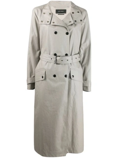 Isabel Marant Tatiana Double-breasted Coated Cotton-canvas Trench Coat In Mushroom