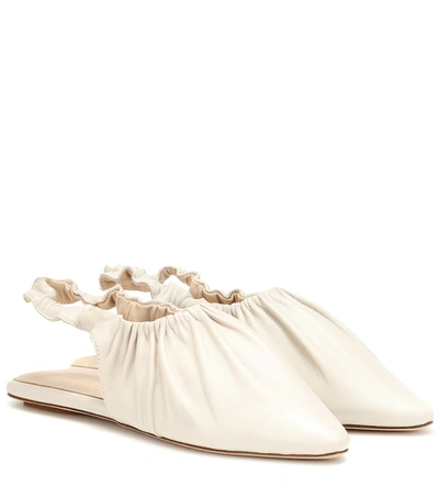 Nanushka Zuo Slingback Leather Ballet Flats In White