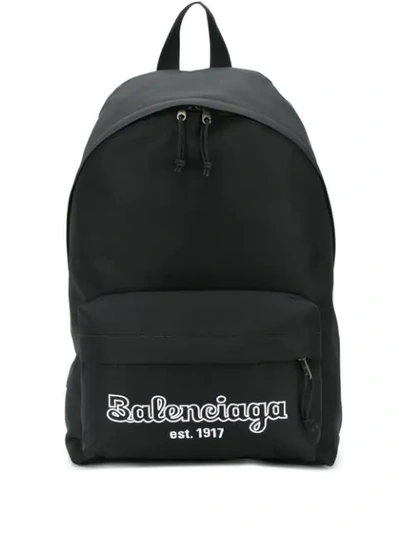 Balenciaga Logo-embroidered Canvas Backpack In 1000